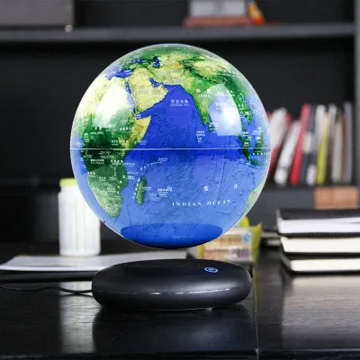 8-Inch World Map Floating Globe with Magnetic Levitation RGB Light for Graduation & Wedding Decorations Educational Teaching Aid