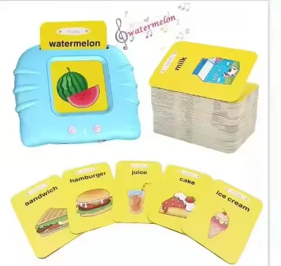 Kids Wooden Electronic Cognitive Cards Talking Flash Cards Audio Books Learn English Spanish Words Preschool Learning Toys