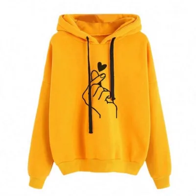 Women Musical Notes Long Sleeve Hoodie Sweatshirt Hooded Pullover Tops Blouse