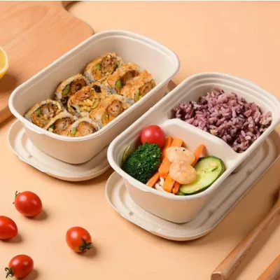 High Quality 500ml 650 700 750 1000ml Disposable Eco Friendly Biodegradable Sugarcane Bagasse Bento Box With Lid