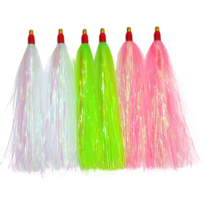 11.5cm Fishing Lure Flash Teaser Tail Bucktail Teaser Jig Bait Sea Striker Bucktail Tube Teaser Bait for Saltwater Fishing Acces
