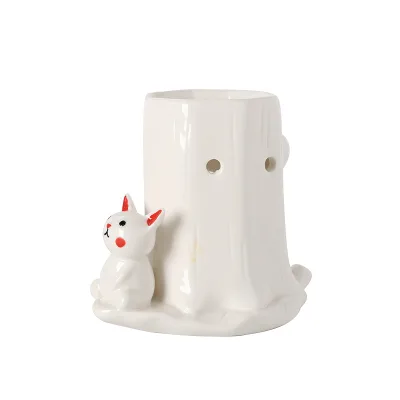 Stump Shaped Animal Design Creative Ceramic Oil Incense Burner