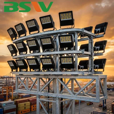 BSW Wholesale 15m 25m 35m High Mast Light Pole Hot Dip Galvanized Q235 Q345 Steel for Highway Interchange Urban Crossroad