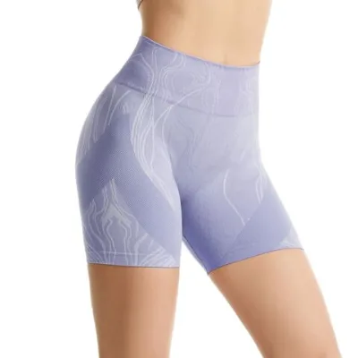 High elastic seamless knit sports running high waisted hip lift fitness yoga shorts for women