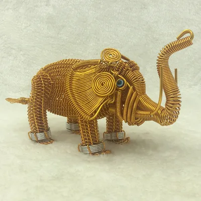 Creative Small Gift Handmade Colorful Aluminum Wire Elephant Model Unique Aluminum Ornament
