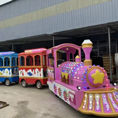 Customized Electric Trackless Train Ride Trackless Tran Locomotive Amusement Train 16 Seat