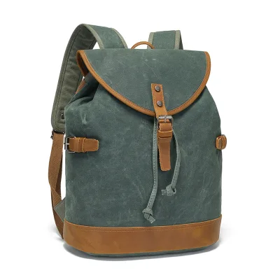 Trending Retro Sports Travel Bags Hiking Bags Student Computer Schoolbags Waxed Crazy Horse Canvas Hiking Backpack