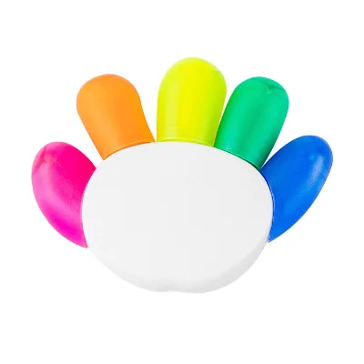 Creative Designs Five-Color Oblique Brush Tip Highlighter Pen Set Cute Mini Palm Shape School Children Promotion Plastic Loose