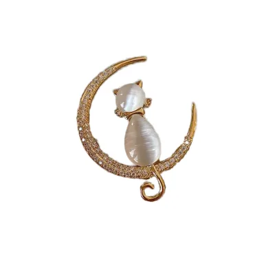 Moon Cat High Quality No-Sew Shirt Button Anti-Exposure Brooch Versatile Safety Pin for Gifts Parties Weddings Alloy Number