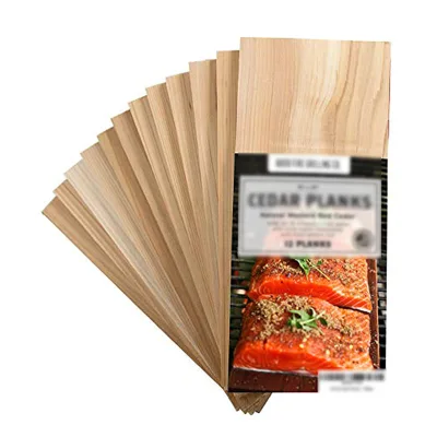 Best Seller 12 Pack Eco-friendly BBQ Cedar Grilling Planks with Engraving for Salmon and Fish Board