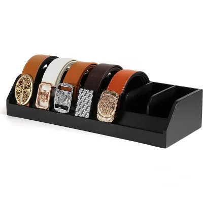 Bamboo Belt Display Rack for Men, Bamboo Belt Holder for Closet and Drawer, Belt Display Case Belt Box