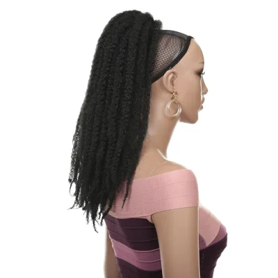 Marley Twist Hair Drawstring Ponytail 18 Inch Synthetic Braiding Afro Kinky Ponytail Extensions for Black Women with Two Clips