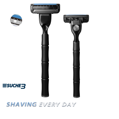 Shaving Razor Manufacturer Best Shaver ABS Ceramic Coating System Razor Plastic Stainless Steel for Men Handle 3 Blades Blue