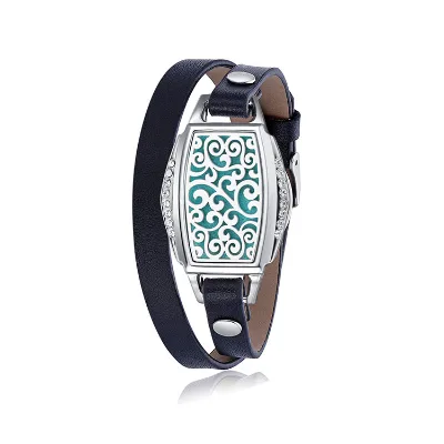 Marlary Custom Men Women Fragrance Locket Leather Bracelet Stainless Steal Essential Oil Diffuser Bracelet Jewelry