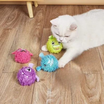 Halloween Funny Cute Monster Shape Plush Cat Dog Boredom Relief Self-Play Plush cat Pet Squeak Sound Toy With Bell