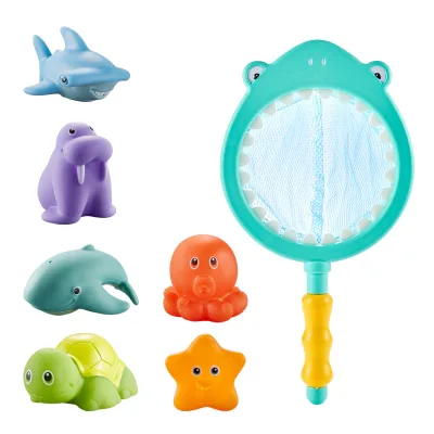 Baby Bath Toy Net Fishing Floating Children's Animal Cartoon Image Knead Happy Floating Water Toy