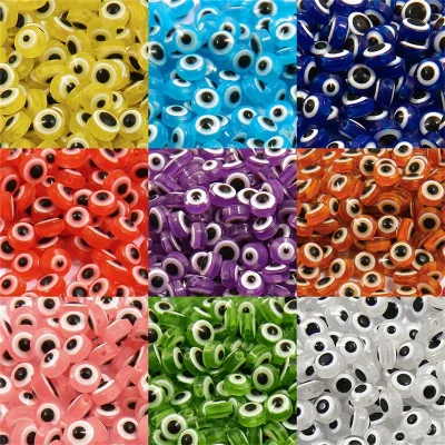 Flat Round Handmade Eye Glass Lampwork Beads Charms Spacer Beads for Bracelets Necklace Jewelry Making