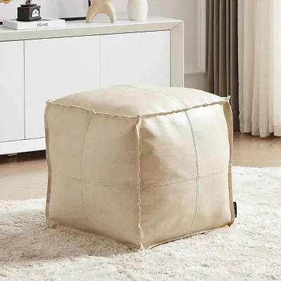 Handmade Leather Footstool Factory Direct Multifunctional Storage Footrest Waterproof Durable for Bedroom Soft