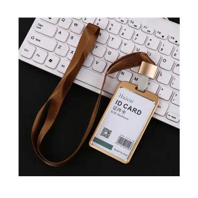 Company Employess Tag Aluminum Alloy Badges Holder for Office Staff ID Card Clear Pass Name Work Credentials Sleeve Hang Lanyard