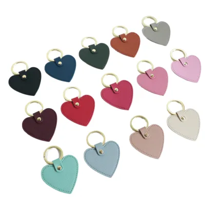 Handmade Monogram Initials PU Saffiano Leather Heart Shaped Hanging Keychain for Women Fashion Key Holder