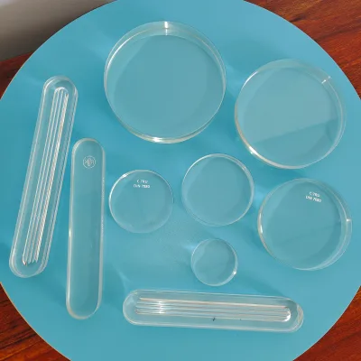ANDUUK Circular Sheet Round Sight Glass Borosilicate COE3.3/ 99.99% Pure Quartz Fused Silica Quartz Glass Silica Quartz Glass