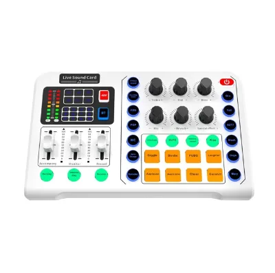 M6 Professional Live Sound Card with 48V Large Diaphragm Microphone Noise Cancelling Variety Sound Effects & Voice Change