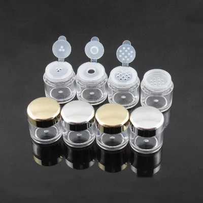 5g Plastic Bottle With Powder Hole Plug For Loose Powder Makeup Nail Powder Packing Empty Eye Shadow Jar With Electroplated Lid