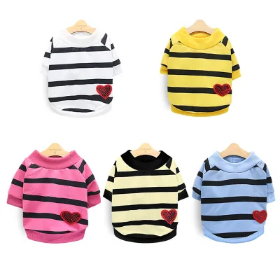 LOW PRICE Pet Small Dog Heart Pullover with Stripe