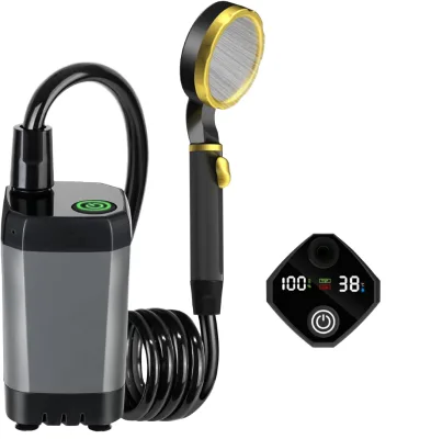 Portable Rechargeable Shower Pump Intelligent Digital Display Eco-Friendly Plastic Waterproof Camping Climbing