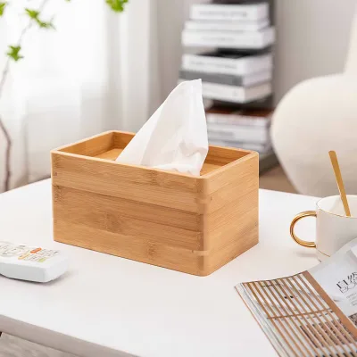 Bamboo Tissue Box, Nan Bamboo Floating Lift Cover Facial Tissue Dispenser, Vintage Creative Napkin Storage Organizer Box