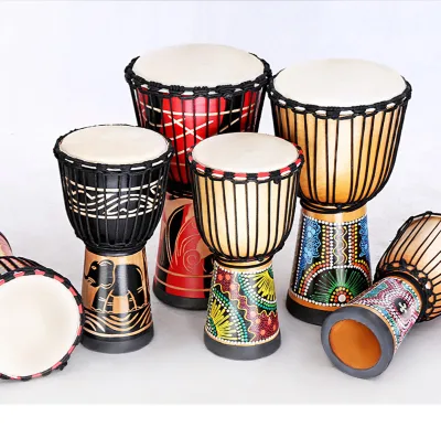 China Cheap Price African Drum Colorful Beginner Goatskin Toy Wooden Hand Drum 4 6 10 12 13 Inch