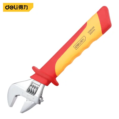 Deli DQ90408 Insulated Adjustable Wrench spanner 8 inch 200mm 0-25mm Large Opening VED 1000v AC