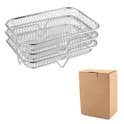 3-layer 304 Stainless Steel Square Manual Dehydrator Rack Multifunctional Portable Grill Rack Barbecue Fryer Steaming Rust