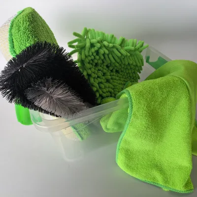 SEQ Complete Car Care Kit with Microfiber Towels Mitt Sponge Tire Brush for Interior Detailing Washing Tool