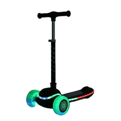 Three-Wheel Foldable Kick Scooter with LED Light Height Adjustable for Outdoor Use for Boys and Girls