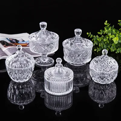 High Quality Large Size Candy Jars Handmade Clear Glass Candy Jar With Lid