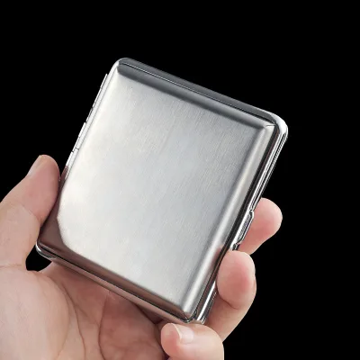 Durable Metal Cigarette Case 20 Pack Brushed Finish Moisture Proof Crush Resistant Storage Box