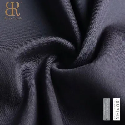 100S Liquid Ammonia Pima Cotton Fabric 125GSM 100% Cotton Double Jersey Interlock Knit Fabric for Summer Polo Shirts & T-Shirts