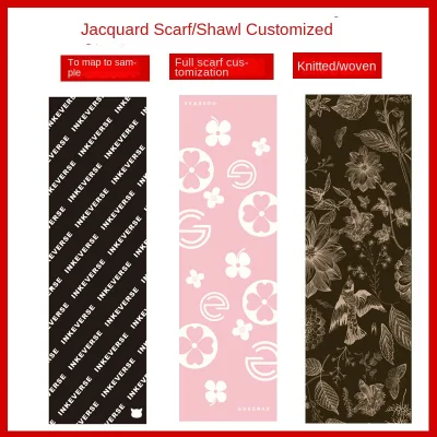 Custom Logo Pattern Jacquard Knitted Cashmere Scarf Thickened Embroidery Shawl for Men Women Winter Brand Customized Design