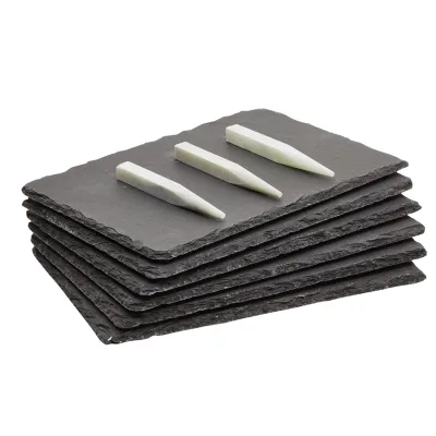 Natural Stone Black Slate Dishes Serve Plates