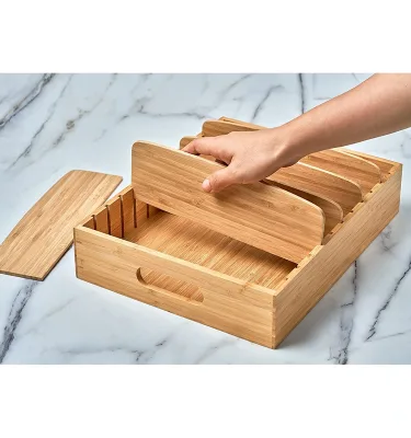 Food Storage Containers Lids Organizer, Eco-friendly Bamboo Food Container Lid Organizer