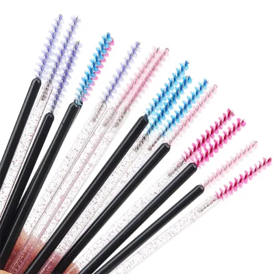 50pcs Spiral Nylon Disposable Eyelash Brushes Mascara Wands Applicator for Eyebrow Curl Thin Lashes Eco-Friendly Super Brush