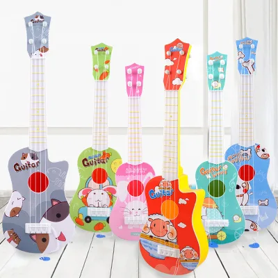 1-2 Children's Simulation Instrument Mini Four Strings Toy Guitar Can Play Enlightenment Music Toys Musical Instrument Toys