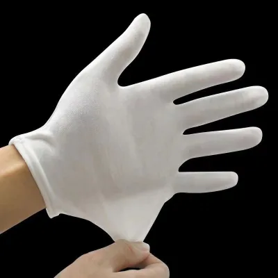 White Inspection Cotton Work Gloves Coin Jewelry Lightweight Gloves