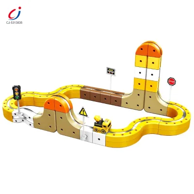Chengji Electric Rail Car Track Building Blocks Train Diy Assembly Educational Light Engineering Truck Kids Magnetic Track Car