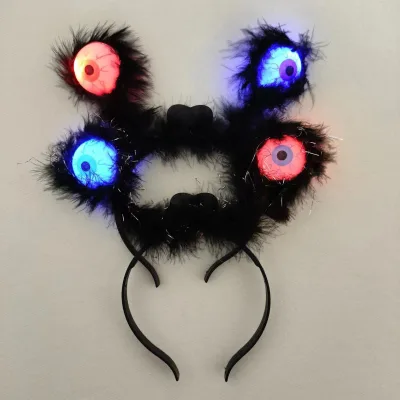 Light up Halloween Party Supplies Led Glowing Headband and Flashing Demon Eyes for Kids Day of the Dead Decoration