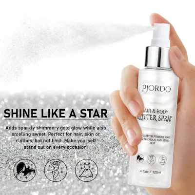 Private Label Natural Body Glitter Silver Glitter Spray Easy to Clean Non Stick to Hands Durable Spray Cosmetic Product ODM/OEM