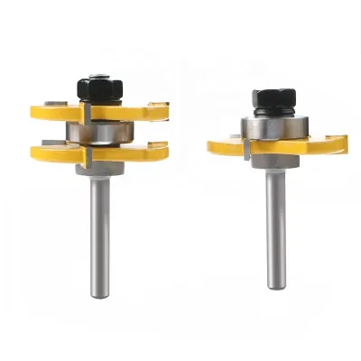 2 Pc 6.35mm Shank High Quality Tongue & Groove Joint Assembly Bit Set Stock Wood Cutting Tool