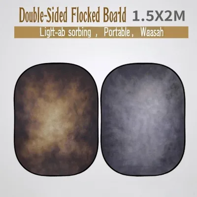 Professional 1.5*2m Double Sided Painted Flocked Fabric Collapsible Backdrop 2 in 1 Reflector Chroma Key Board for Photography