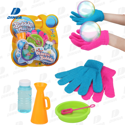 Touchable Bouncing Bubbles for Kids Unpoppable Elastic Bubble Toys Set with Gloves Outdoor Party Favors Magic Soap Bubbles Game
